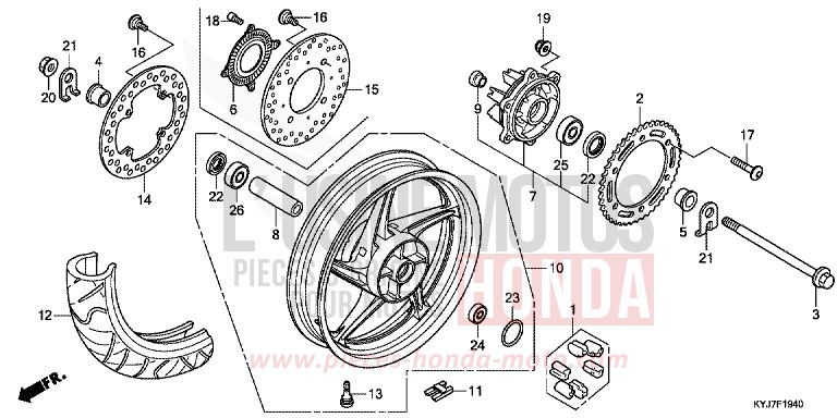 REAR WHEEL for CBR250R ABS NITRIC ORANGE (YR271) from 2013